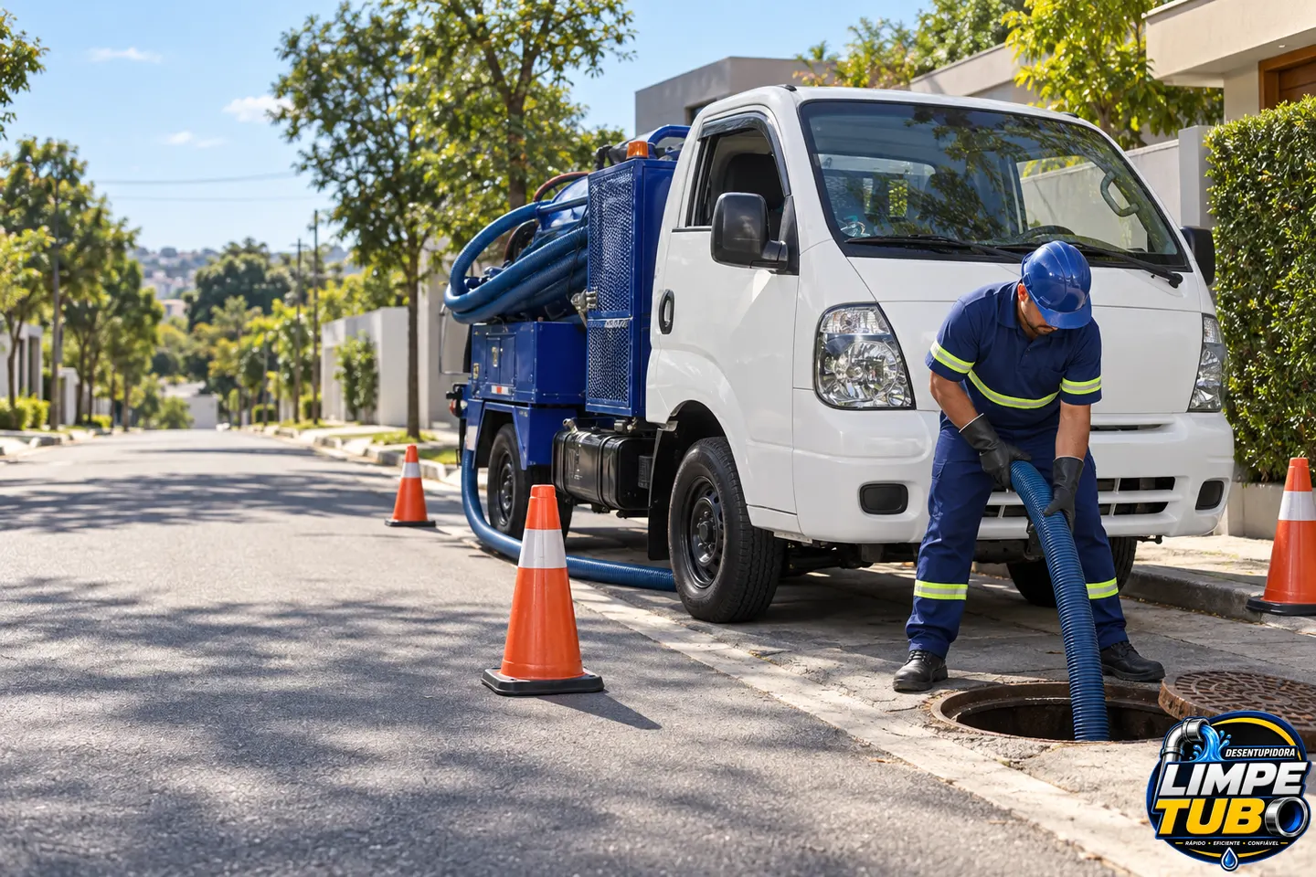 técnico da Limpetubo em operação de desentupimento
