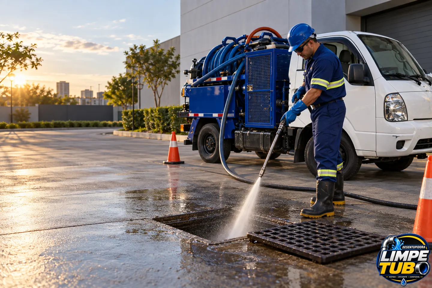 caminhão equipado para serviço técnico com água sob pressão